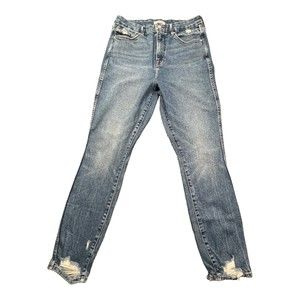 Good American Womens Good Curve Distressed Cropped Skinny Jeans Size 14/32